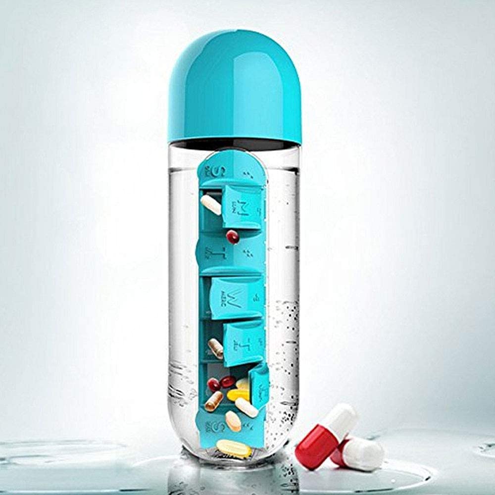 Botella de Agua 2 en 1 con Pastillero 50% OFF