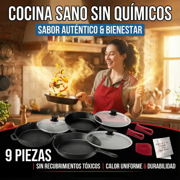 Juego Profesional de Sartenes IronPlus 9 PIEZAS