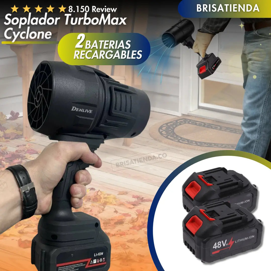 Soplador Secador TurboMax Cyclone + 2 BATERIAS RECARGABLES