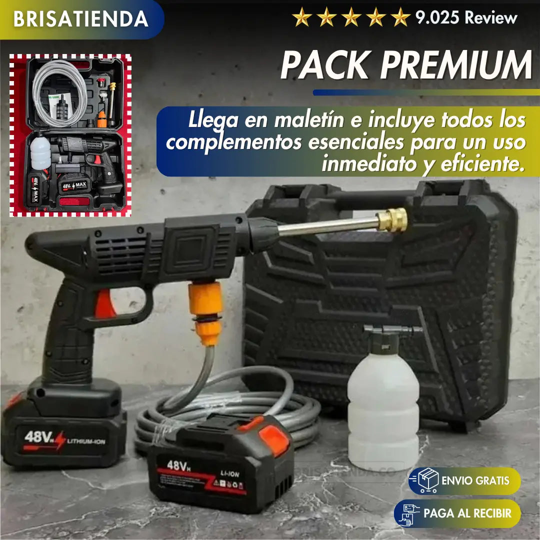 HIDROLAVADORA INALAMBRICA DE ALTA PRESION CON DOS BATERIAS + MALETIN Y GRATIS TKT