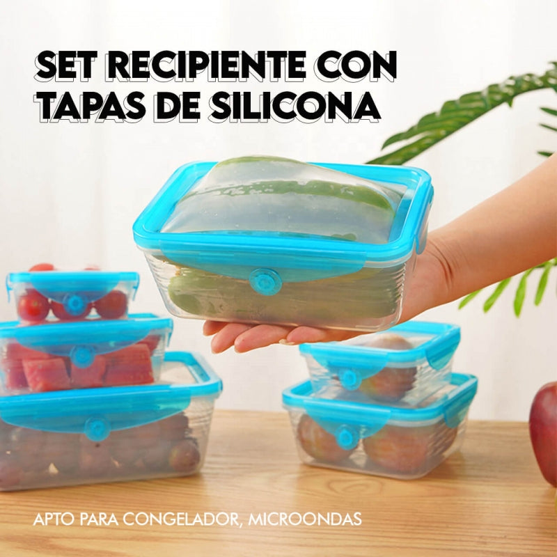 Juego de 6 Contenedores Con Tapa Elastica 50% off