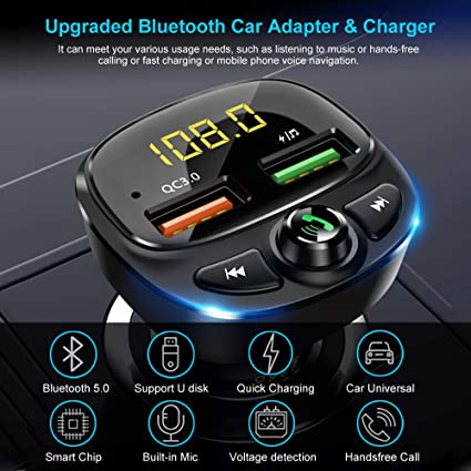 Trasnmisor FM y Música Más Cargador con Bluetooth para Vehiculos 50% OFF