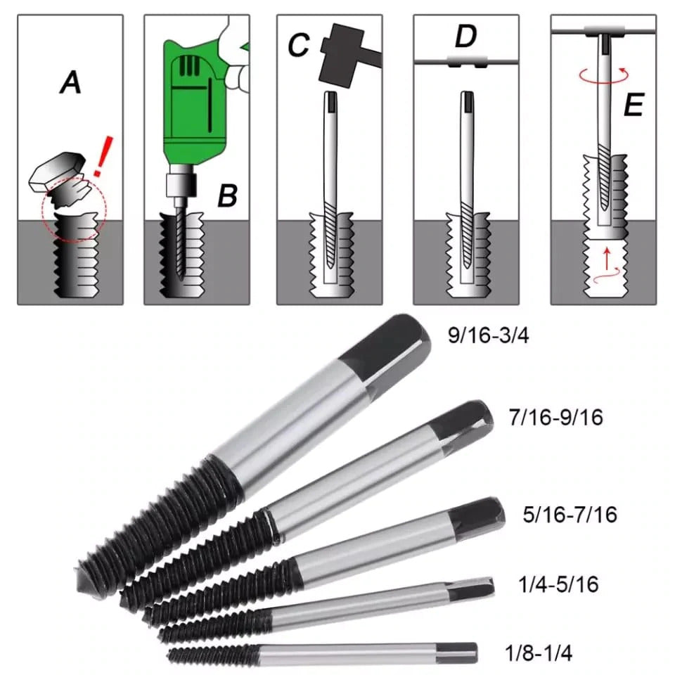 KIT 5 BROCAS EXTRACTORAS DE TORNILLOS 50% OFF