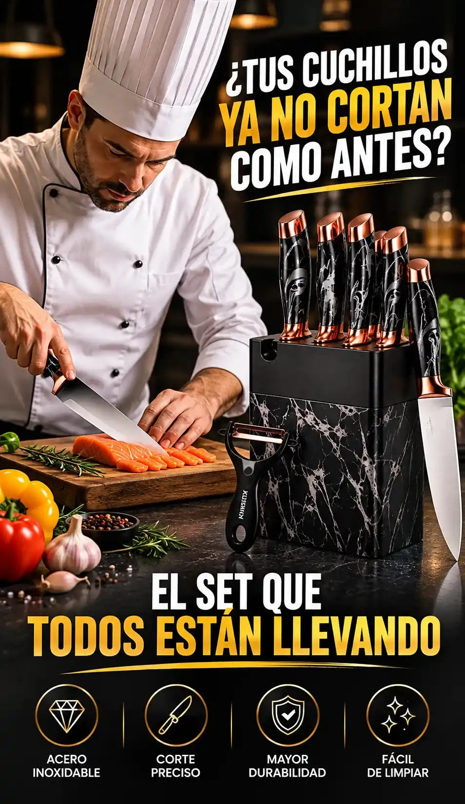 Set de 7 Piezas Cuchillos tipo Marmol Imperial