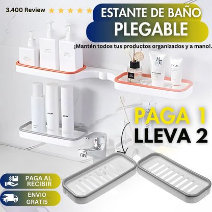 PAGA 1 Y LLEVA 2 Estantes de baño organizador plegable 50% OFF