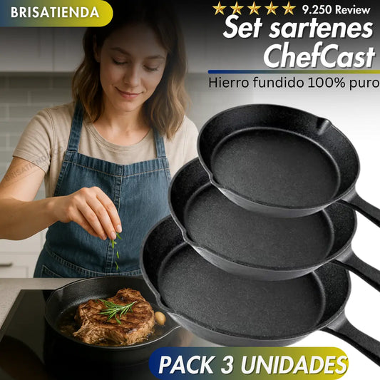 Set X 3 Sartenes De Hierro Fundido ChefCast