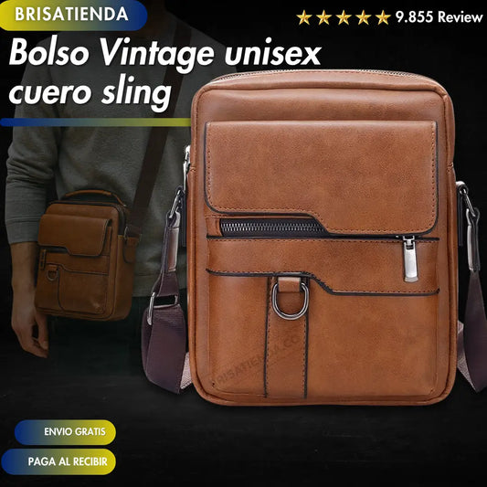 Bolso Vintage Unisex Cuero Sling