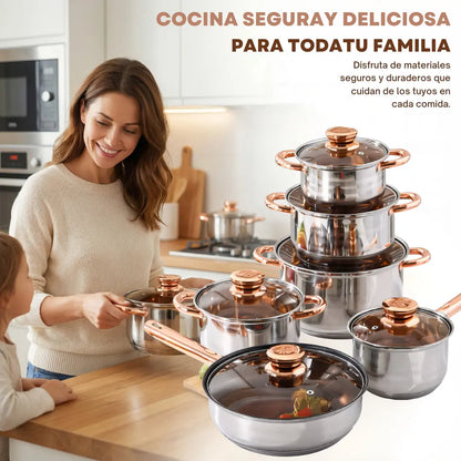 Coleccion de Ollas de Acero Elite Cook 12pcs