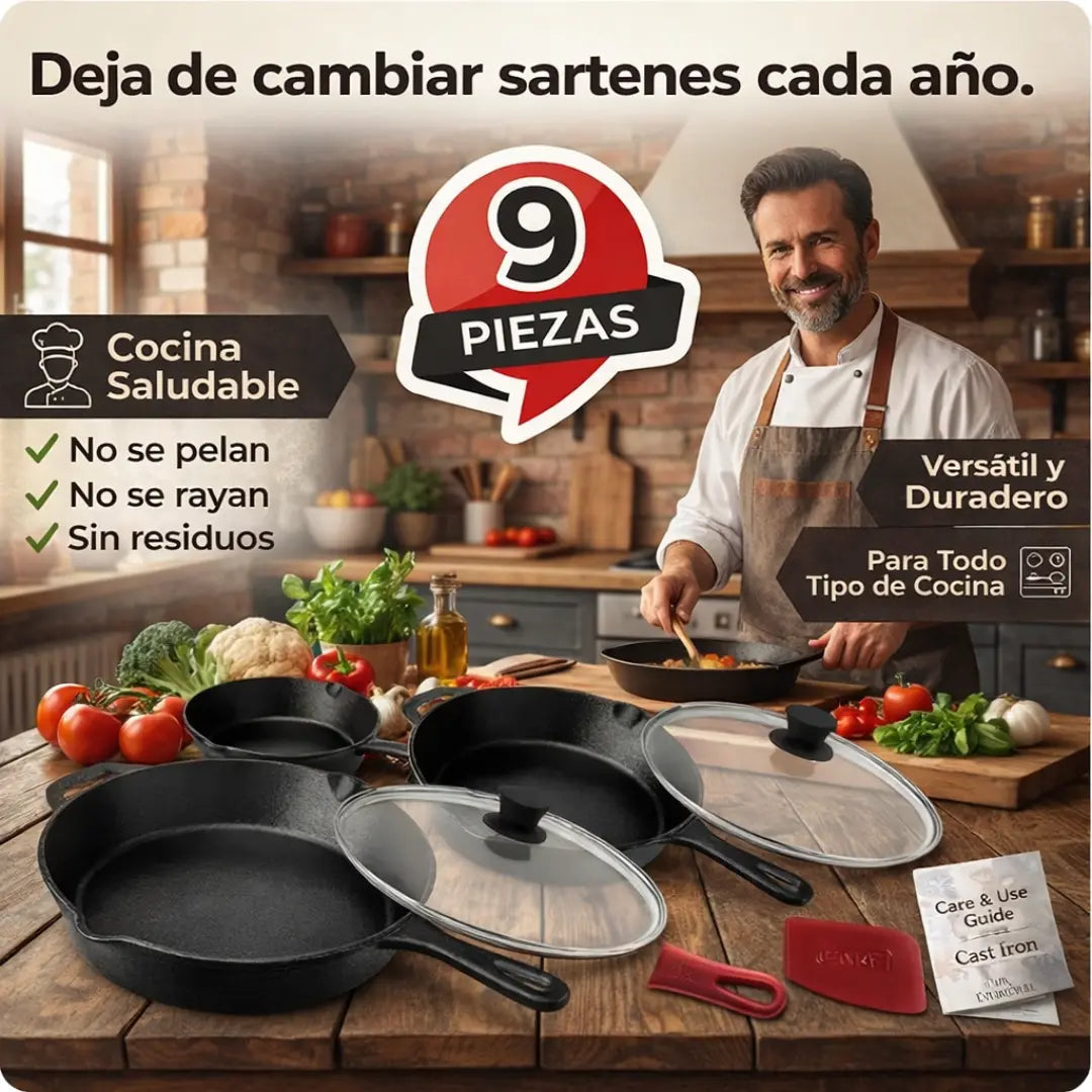 Juego Profesional de Sartenes IronPlus 9 PIEZAS