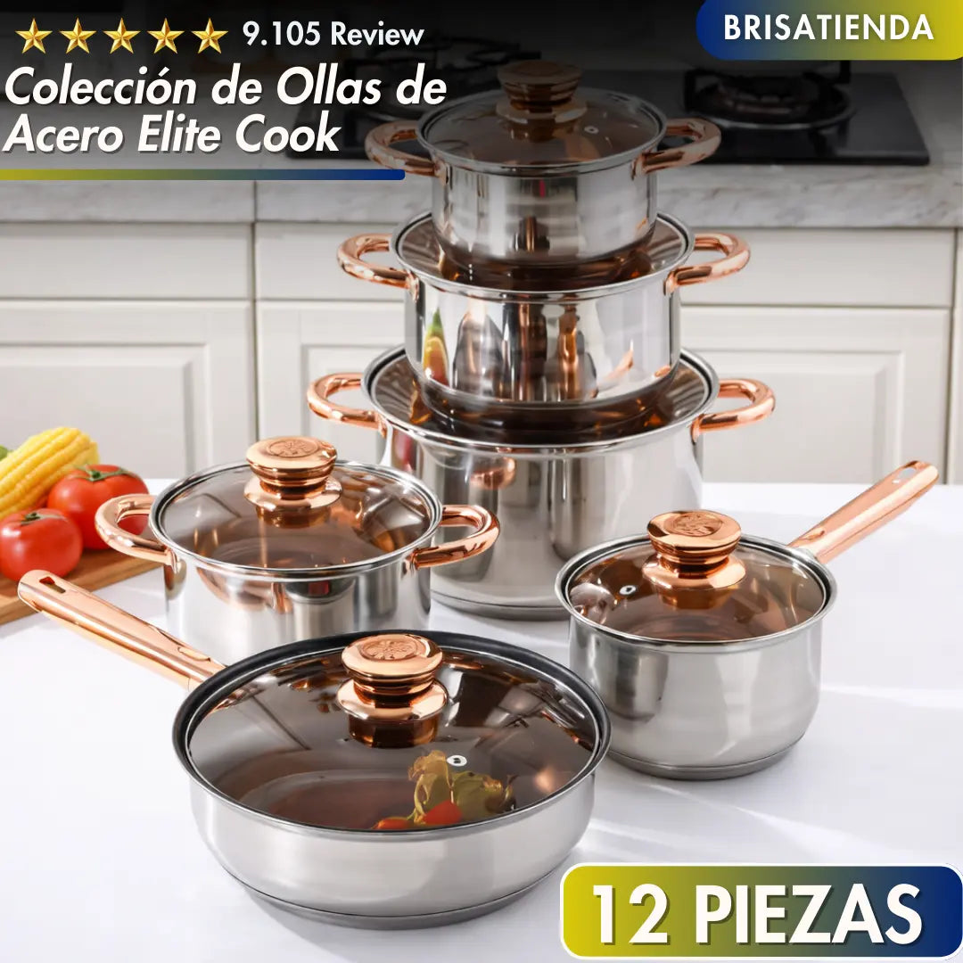 Coleccion de Ollas de Acero Elite Cook 12pcs