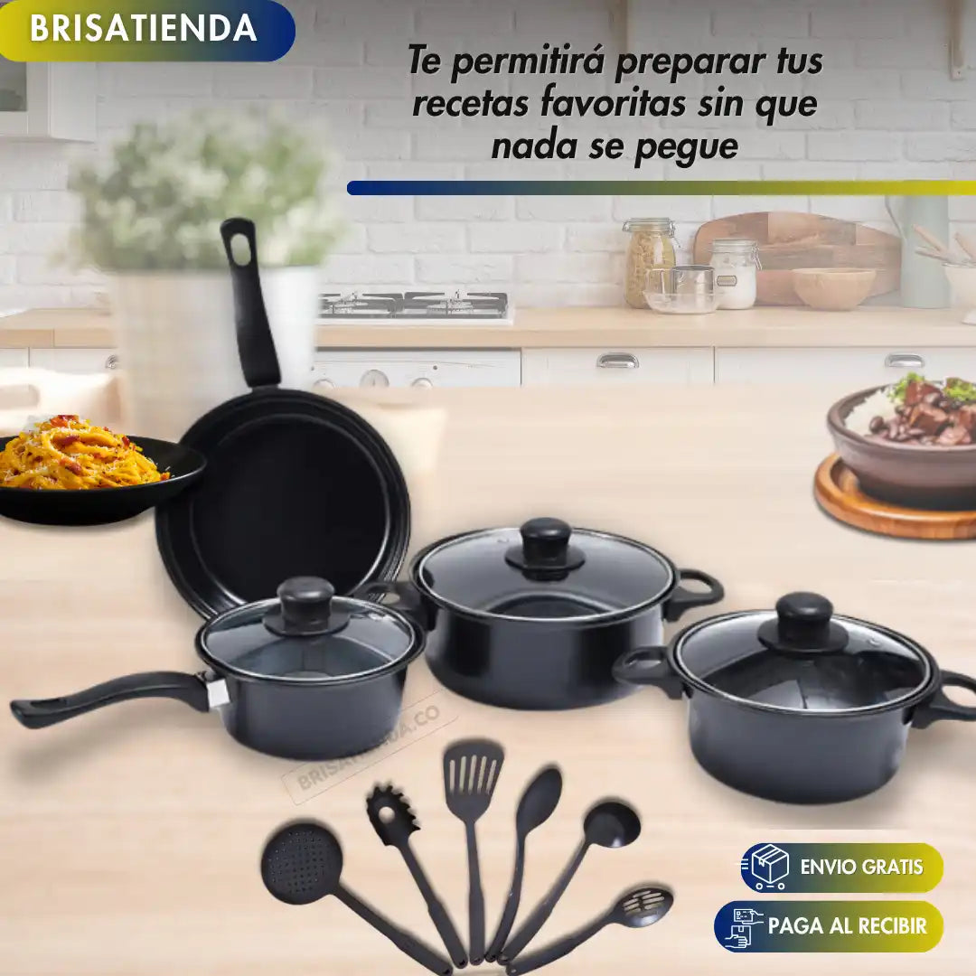 Bateria De Cocina Cookware Set De 13 Piezas + Afilador de cuchillos GRATIS TKT
