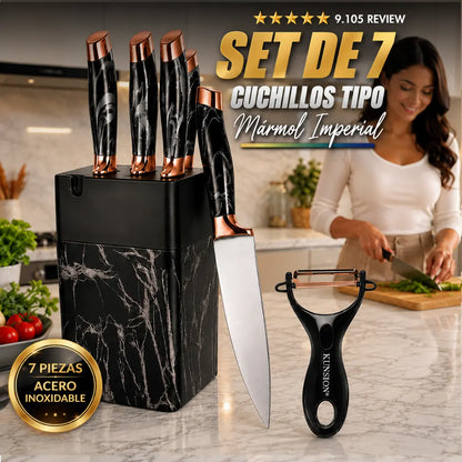 Set de 7 Cuchillos tipo Marmol Imperial