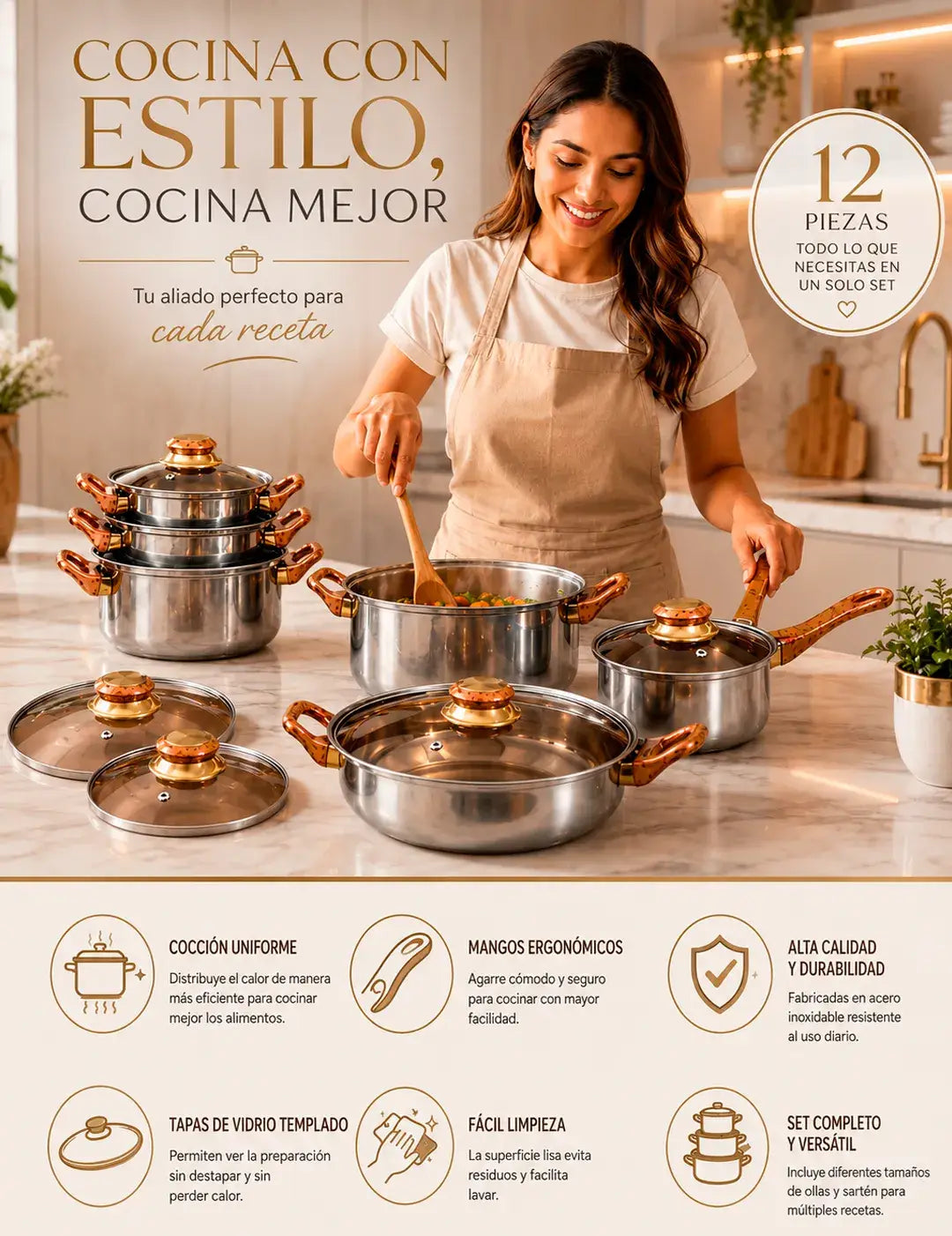El set completo montado en una cocina