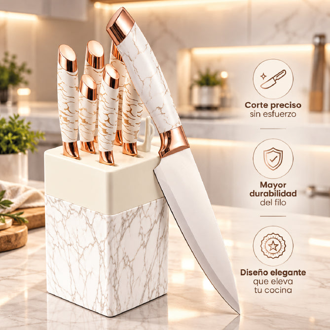 Set x7 cuchillos Marmol Premium