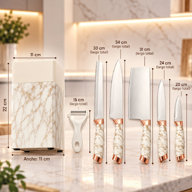 Set x7 cuchillos Marmol Premium