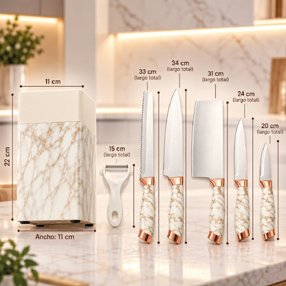 Set x7 cuchillos Marmol Premium