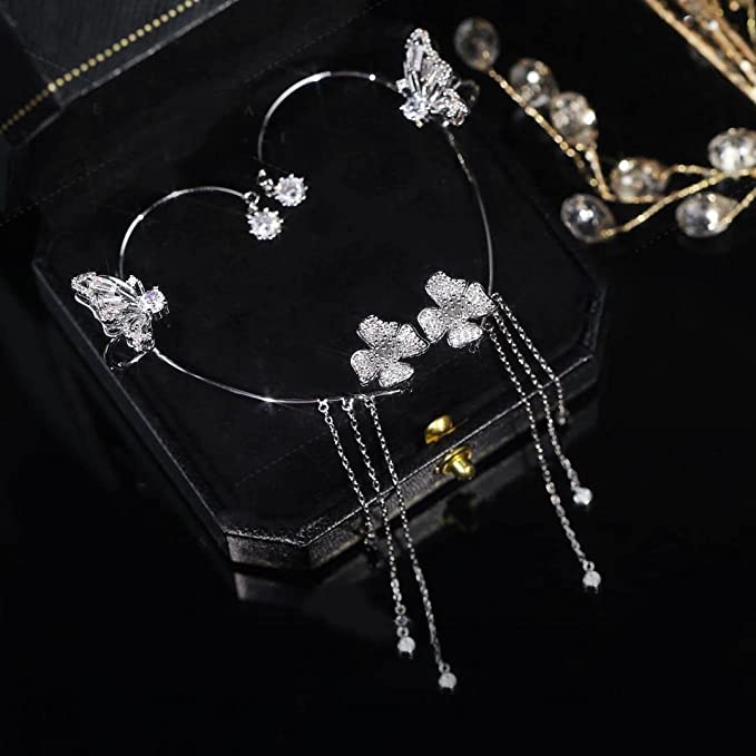 Par de Pendientes Ear cuff estilo mariposa completo 50% OFF