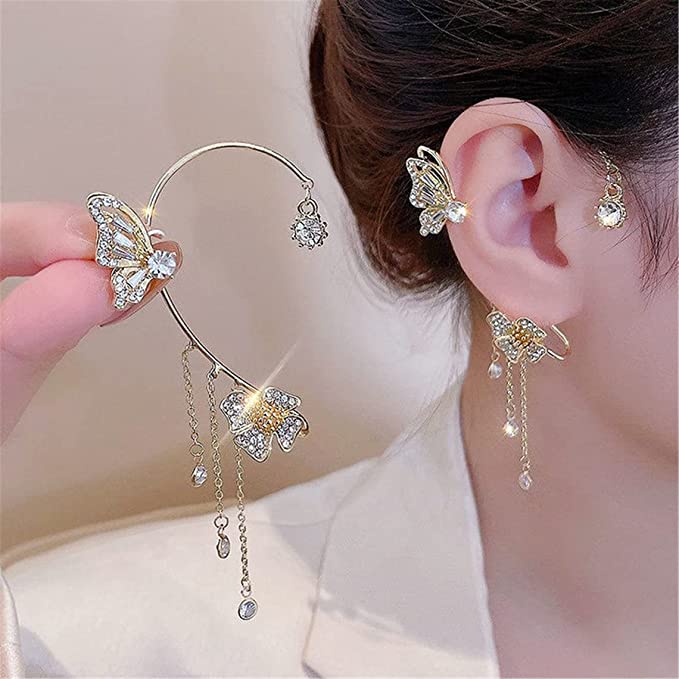 Par de Pendientes Ear cuff estilo mariposa completo 50% OFF