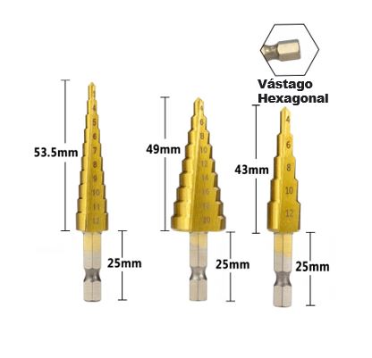 BROCA ESCALONADA JUEGO DE 3 PIEZAS OFF 50%